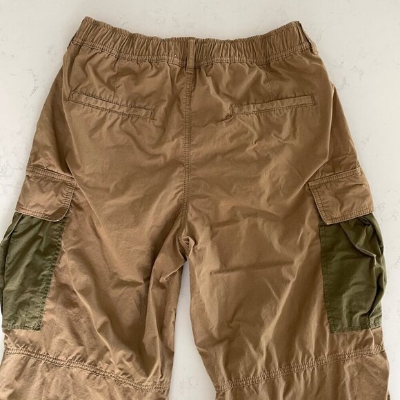 by Anthropologie Casual Hi Rise Barrel Style Cotton Cargo Pants Tan Green Sz 29 - Picture 9 of 14